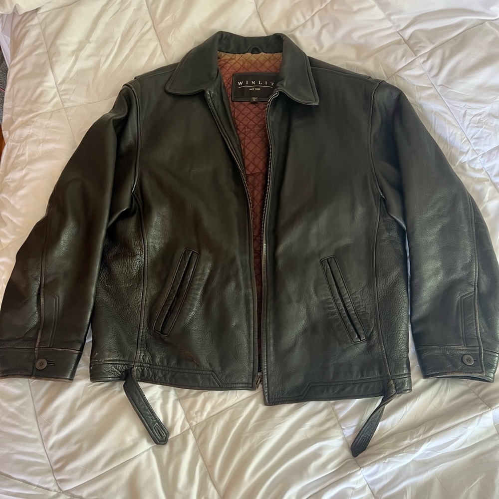 genuine vintage leather jacket. fair condition.